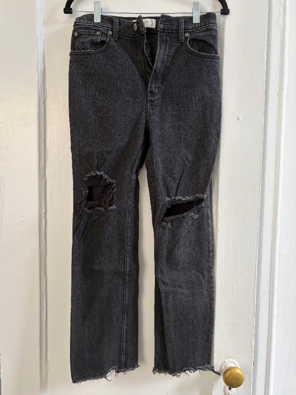 Stone-washed, ripped black denim jeans from Abercrombie & Fitch